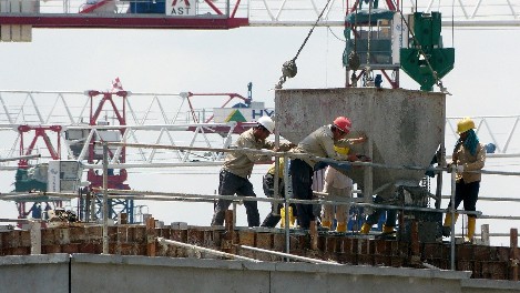 Barge workers